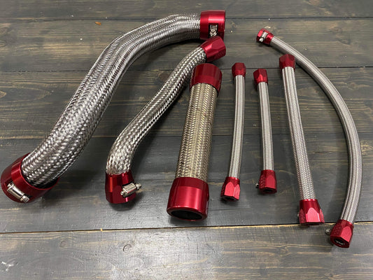 VQ35 Braided Hose Kit - Red